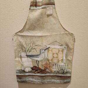 Artisan Coastal Bird Apron in Cream and Tan